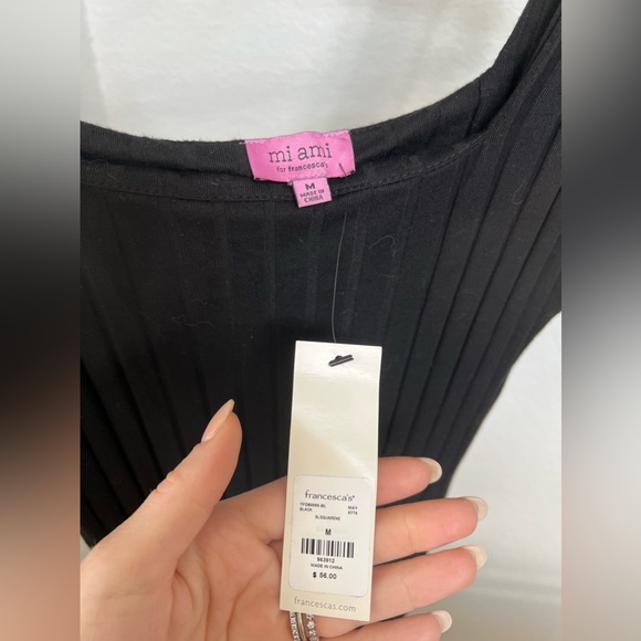 NWT Mi Ami Francesca’s Collections ribbed bodycon black dress Size M - Picture 2 of 5